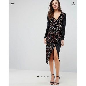 MWOT Embroidered Velvet Wrap Dress